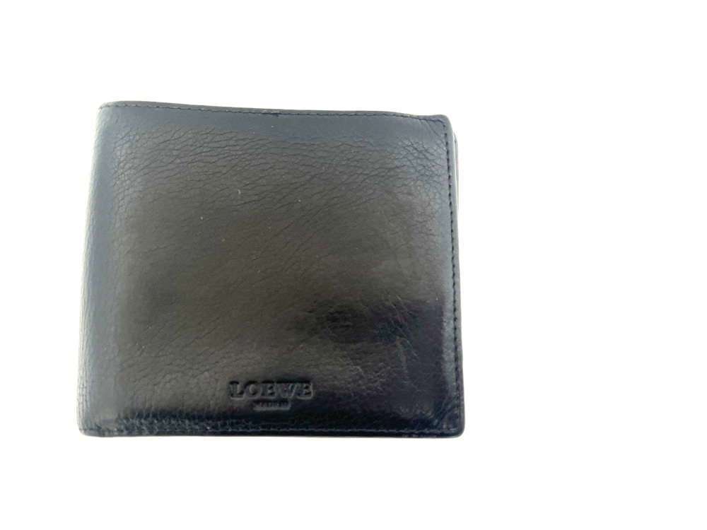 LOEWE MENS BLACK LEATHER BI-FOLD WALLET MADE IN SPAIN, FOR CASH AND CREDIT CARDS